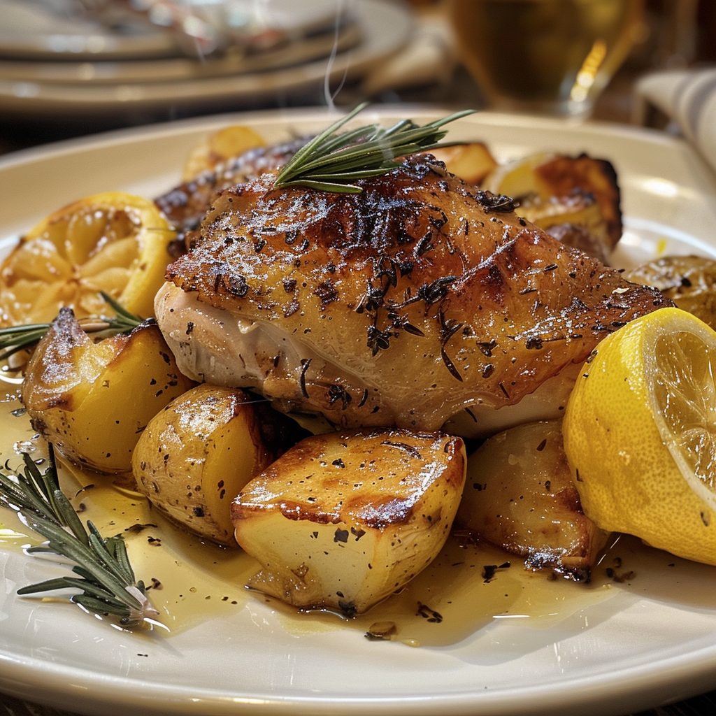 comment préparer DîNers Faciles : Recette One-Pan Poulet Citron Pommes De Terre RôTies étape par étape