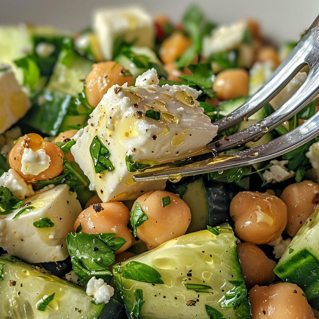 ingrédients frais pour Salade Recettes MéDiterranéEnne Pois Chiches Concombre Feta Menthe