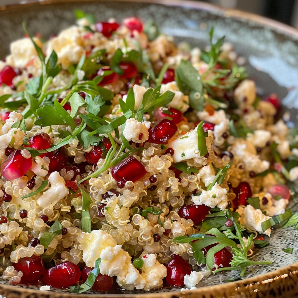 comment préparer Salade Recettes Quinoa Feta Grenade Vinaigrette Agrumes étape par étape