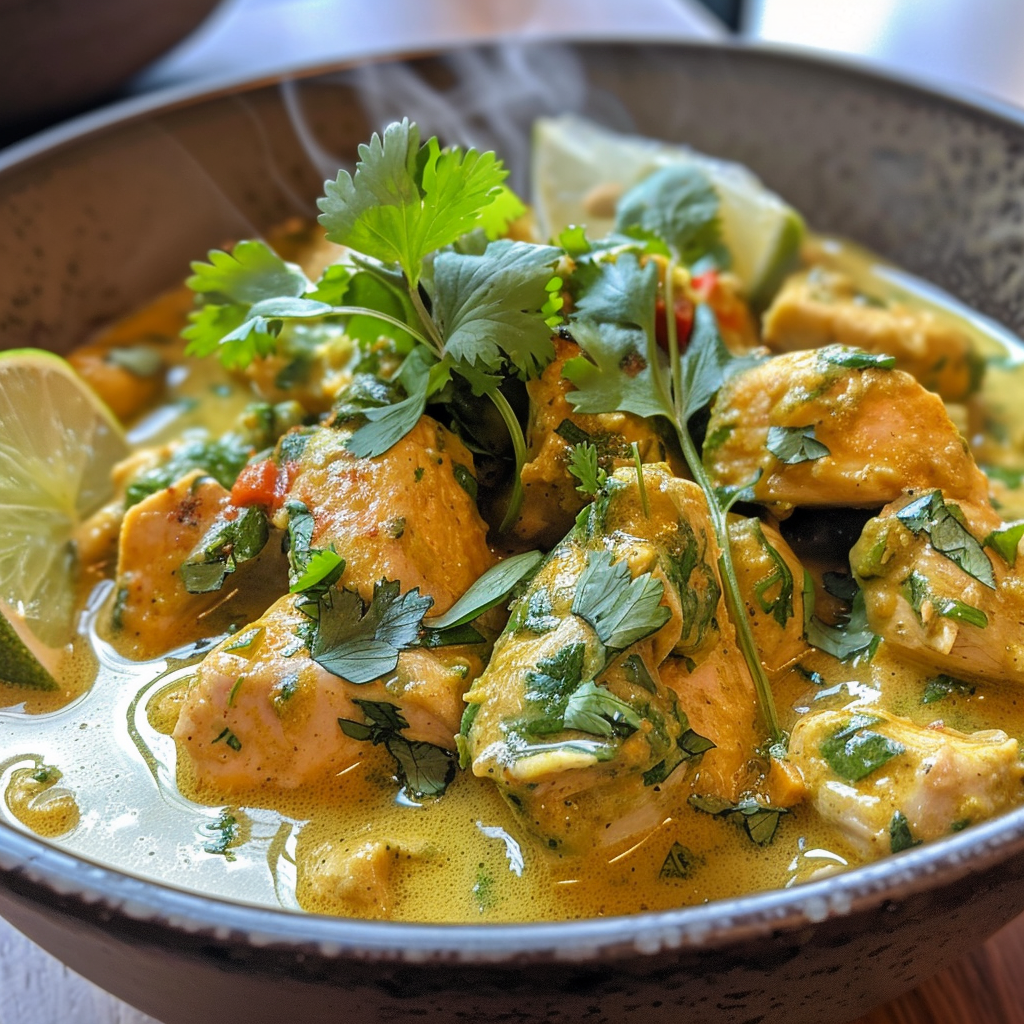 comment préparer Recettes Poulet Curry Vert Lait Coco Rapide Sans Gluten étape par étape